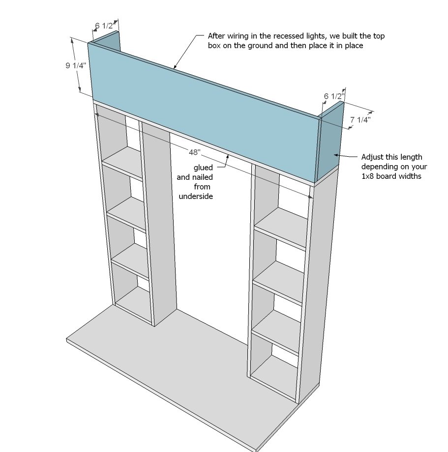 Bath Vanity Hutch with Recessed Lights — step 4