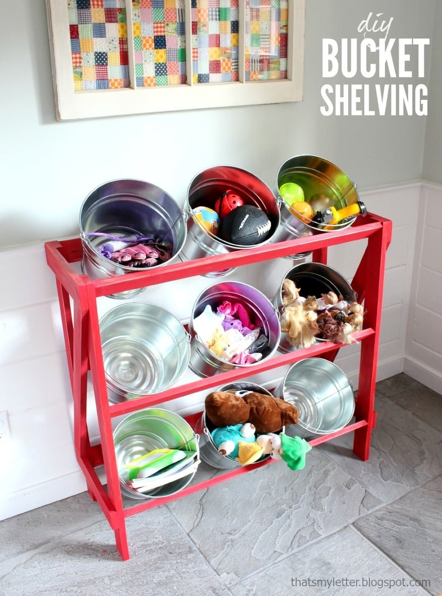 Bucket or Basket Shelf Display Stand