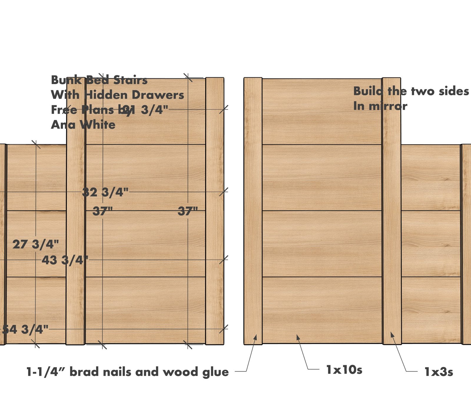 Bunk Bed Steps with Built-In Drawers — step 1