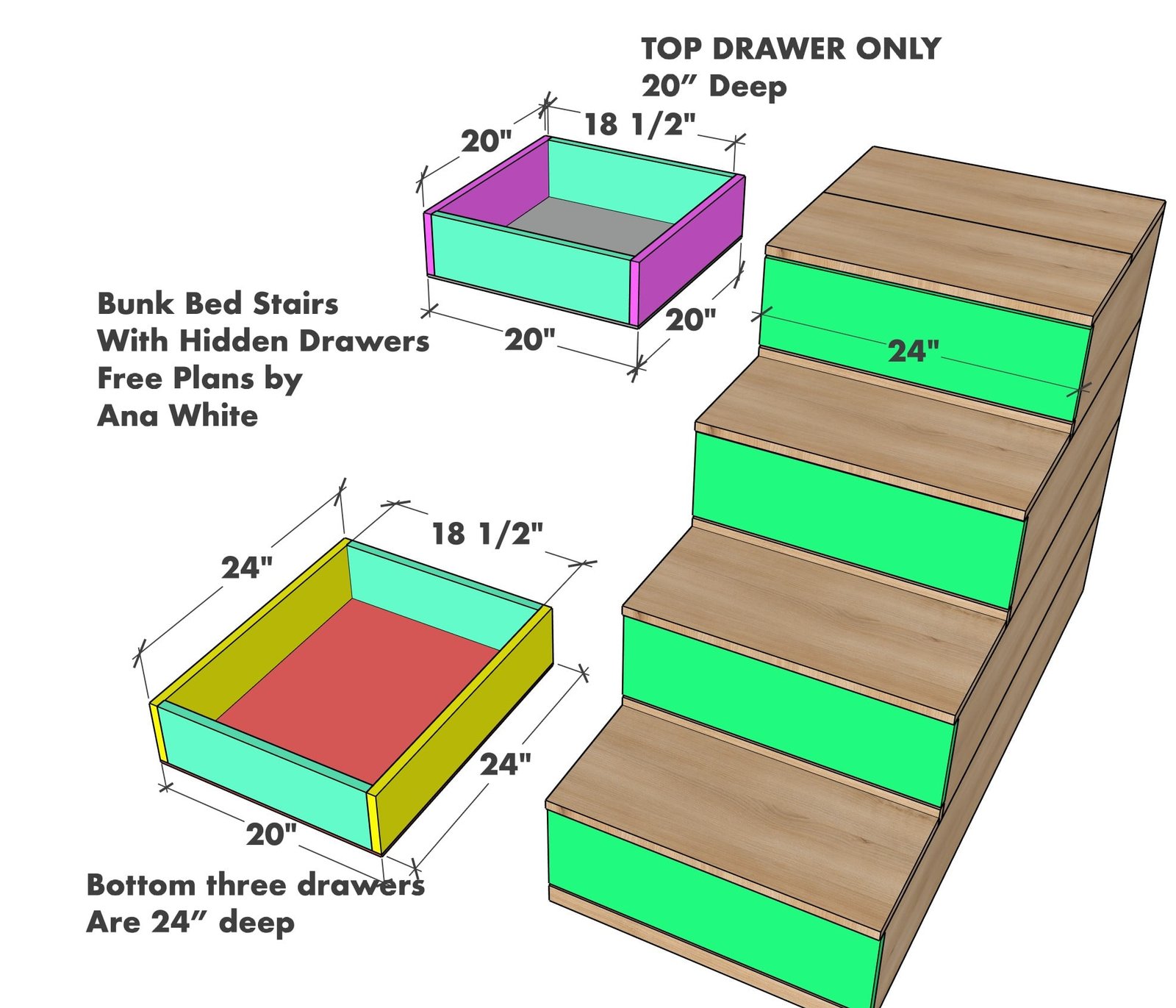 Bunk Bed Steps with Built-In Drawers — step 6