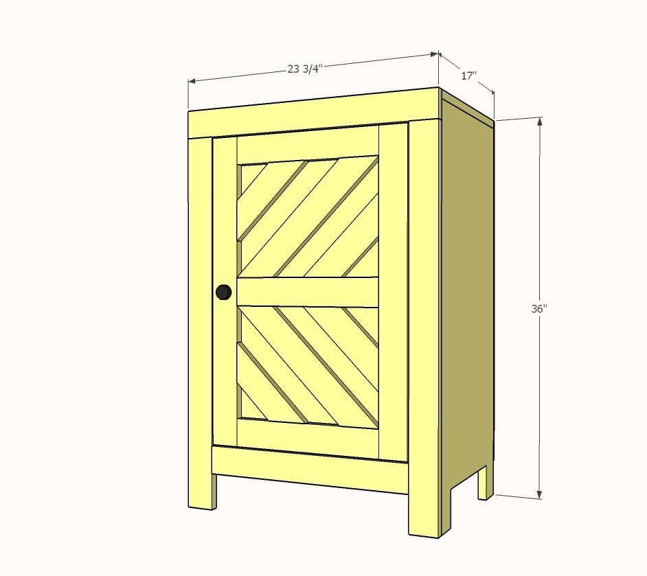 Chevron Narrow Side Cabinet dimension diagram 1
