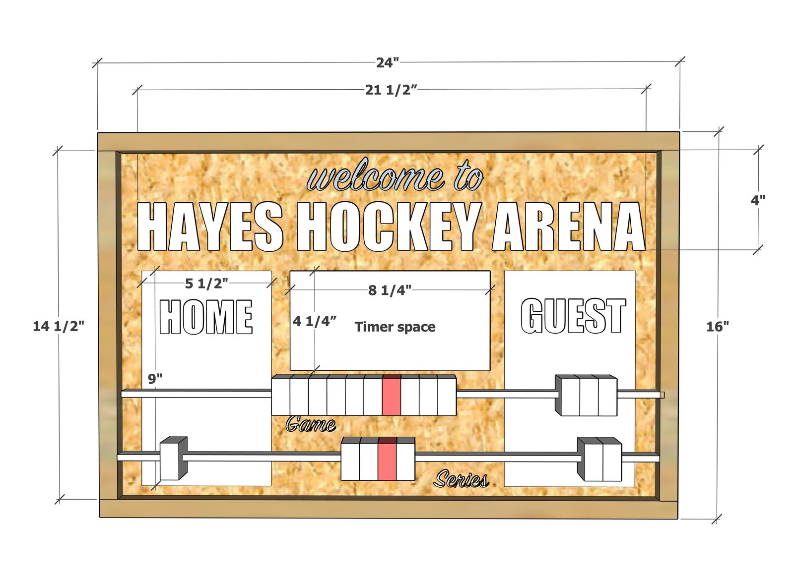 Hockey Scoreboard dimension diagram 1