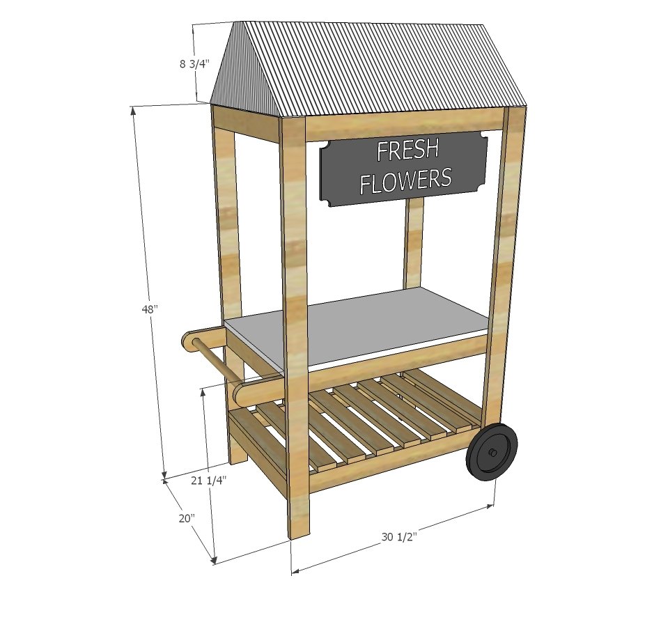 Kids Pretend Play Vendor Cart dimension diagram 1