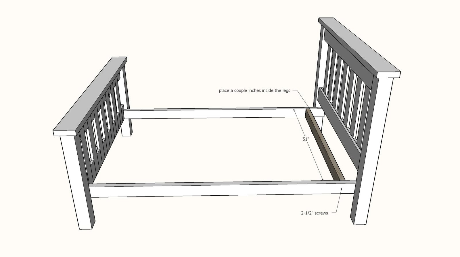 Mission Style Bed, Queen or Full Size Frame — step 6