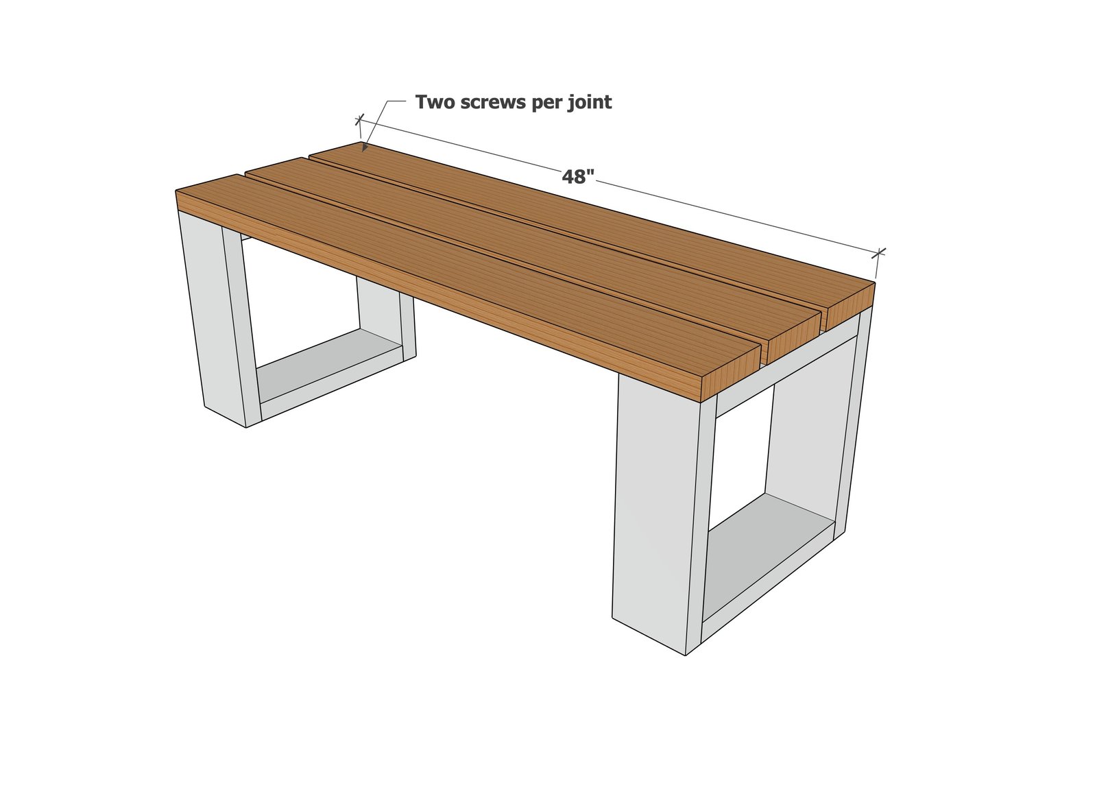 Modern Backless Bench — step 2
