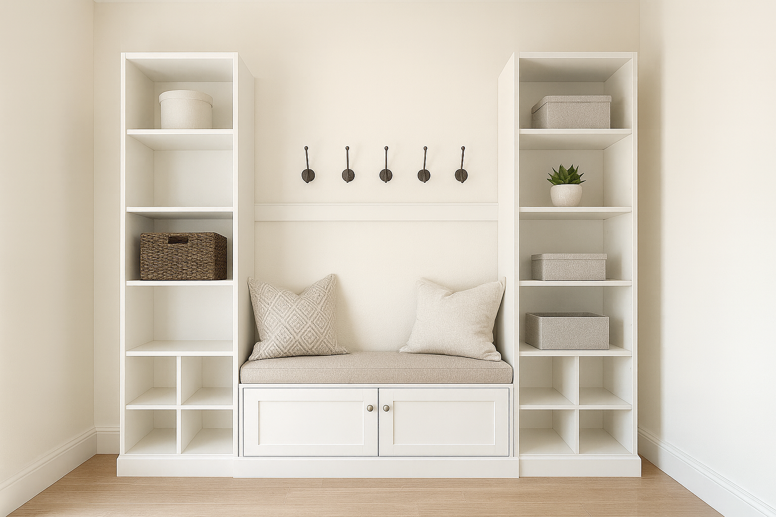 Mudroom System with Towers and Bench