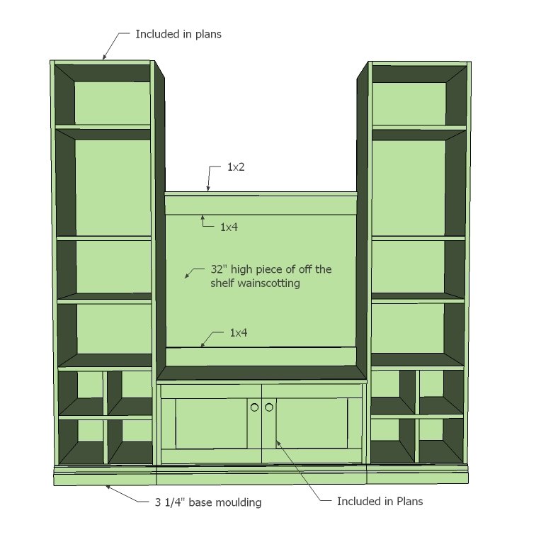 Mudroom System with Towers and Bench — step 1