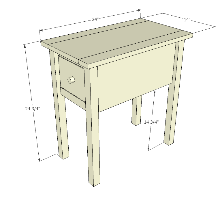 Narrow End Tables dimension diagram 1