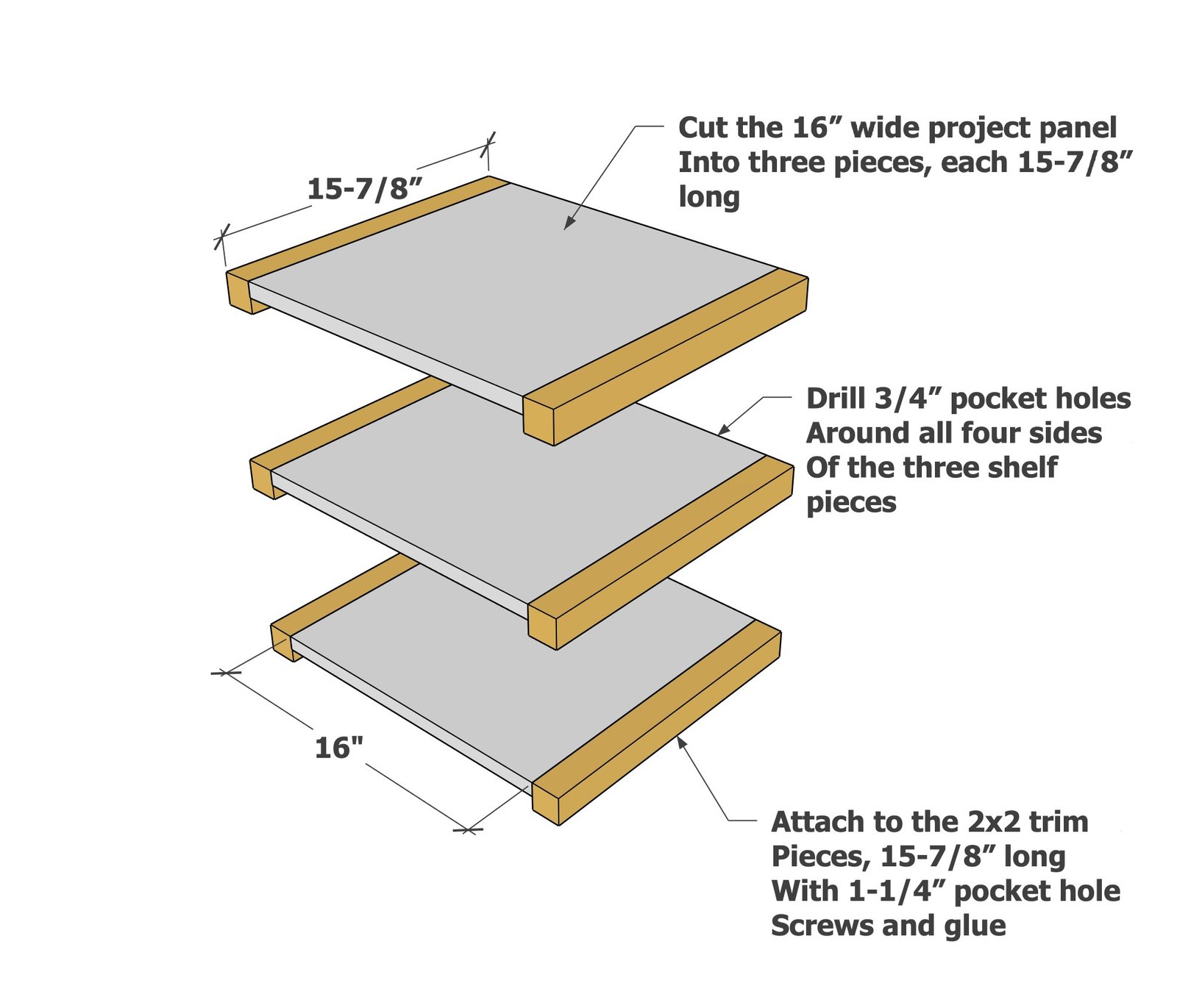 Parsons End Table with Two Shelves — step 1
