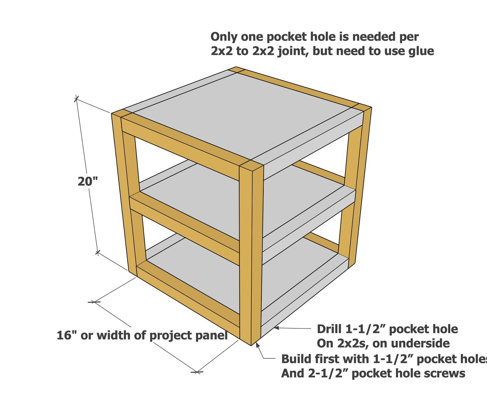 Parsons End Table with Two Shelves — step 2