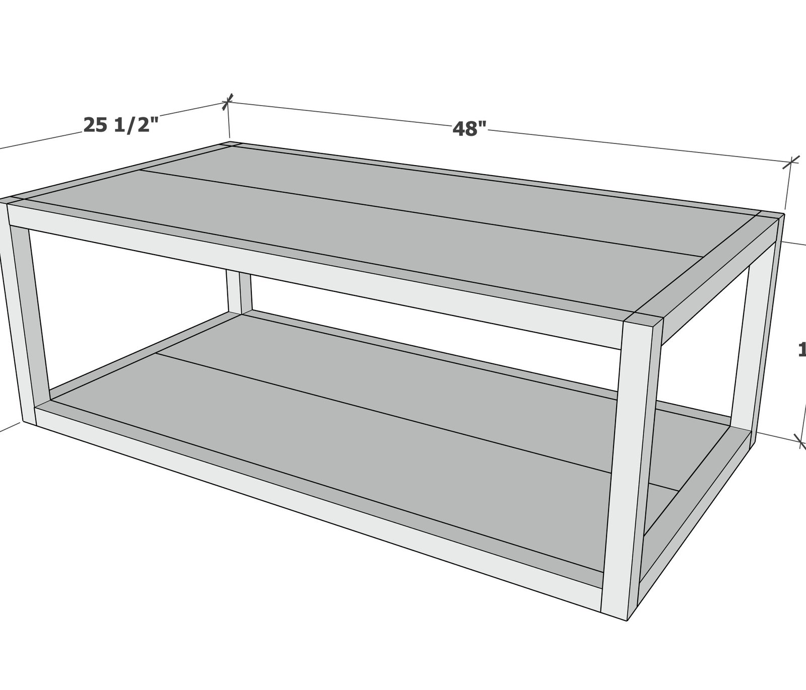 Parsons Rectangle Coffee Table dimension diagram 1