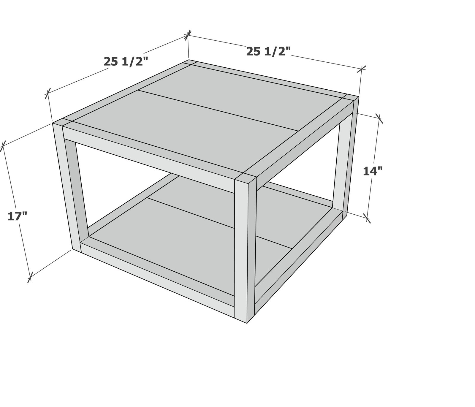Parsons Small Coffee Table dimension diagram 1
