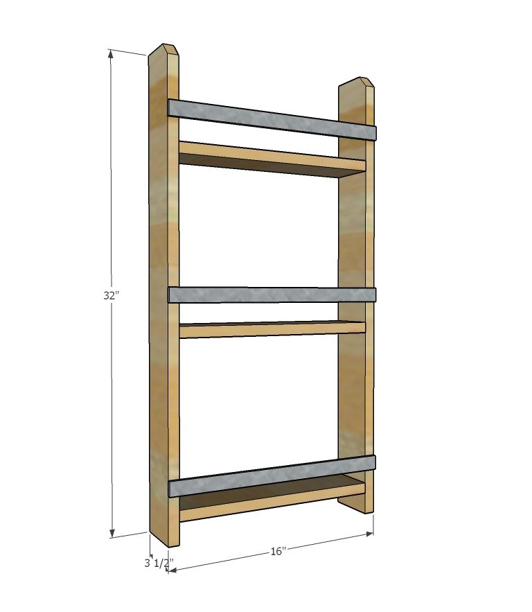 Pipe Rail Hanging Organizer dimension diagram 1