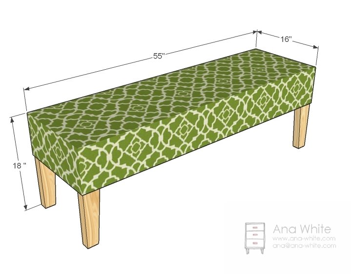 Slipcover Bench dimension diagram 1
