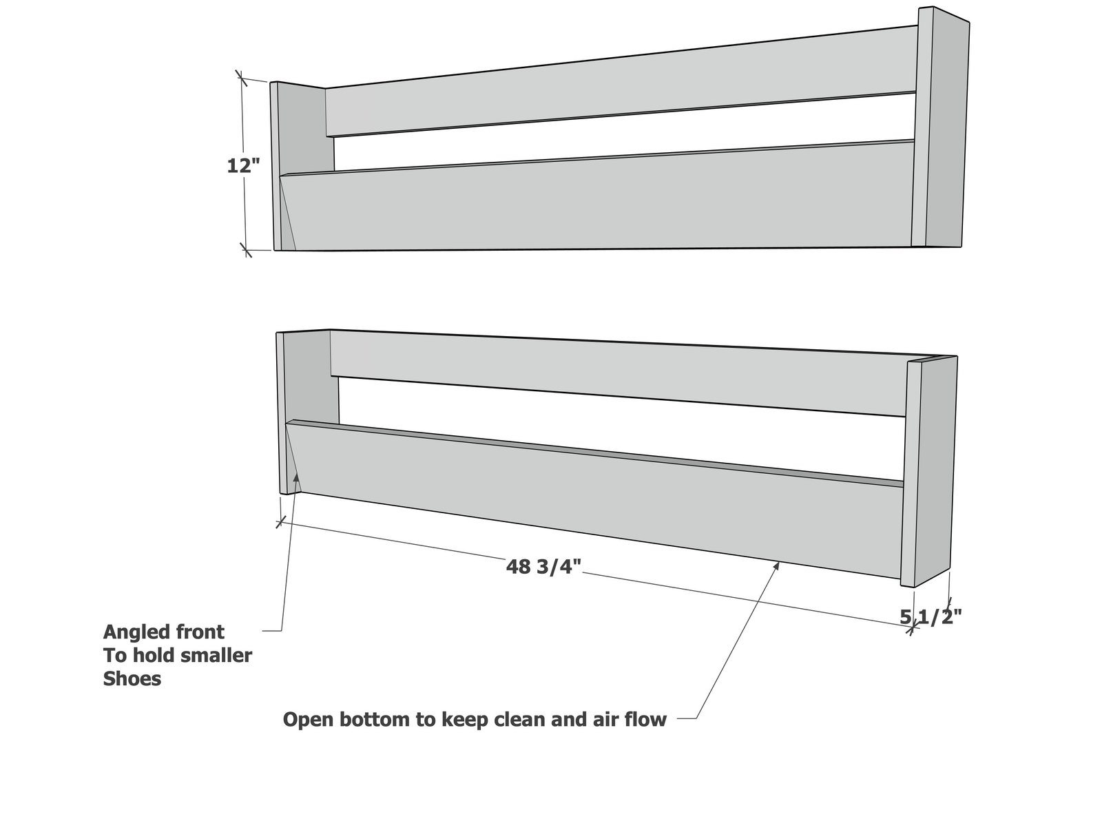 Wall Mounted Shoe Rack dimension diagram 1