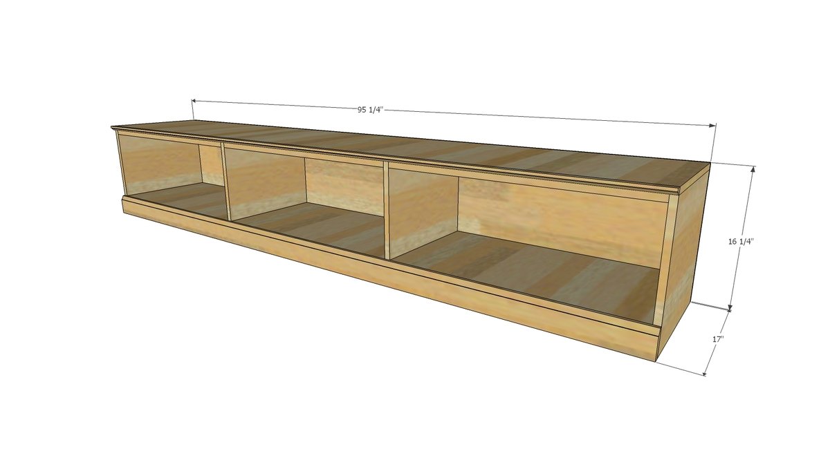 Window Seat / Entryway Storage Bench from One Sheet of Plywood (!) dimension diagram 1