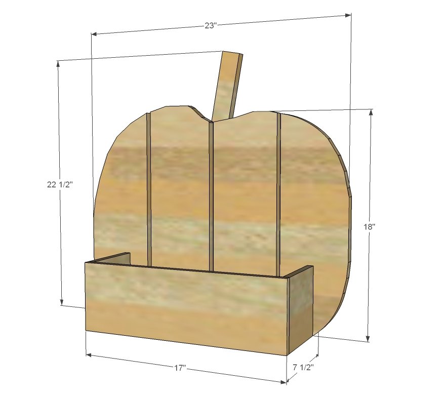 Wood Pumpkin Treat Holder dimension diagram 1