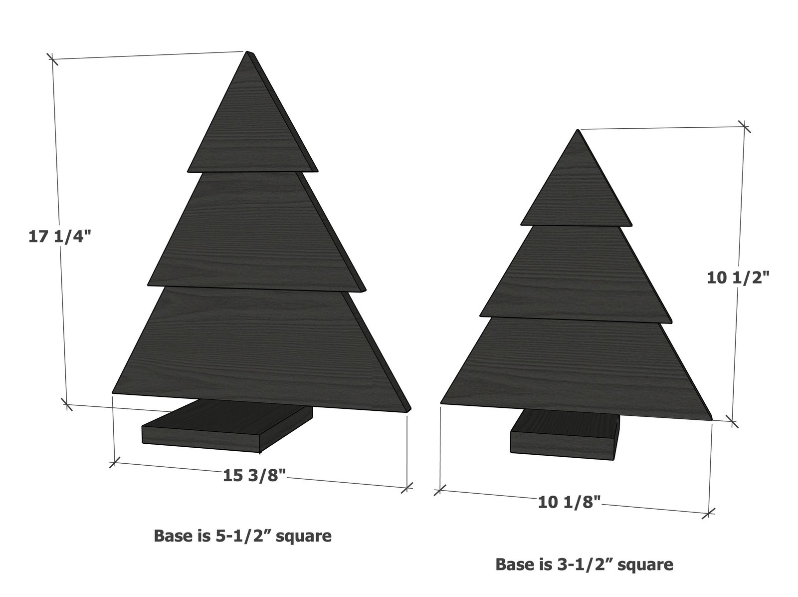 Wooden Christmas Tree Candle Holders dimension diagram 1