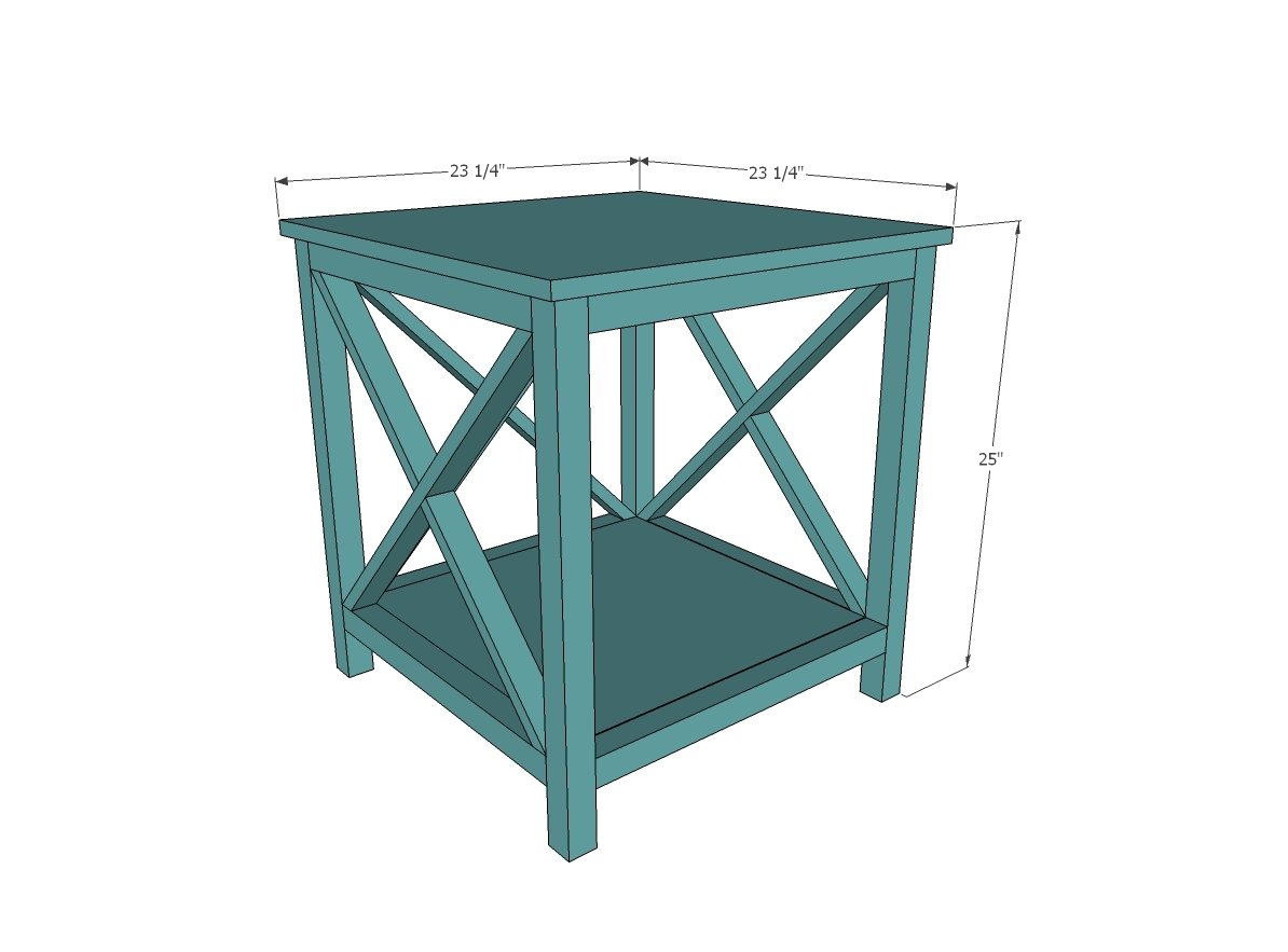 X End Table dimension diagram 1