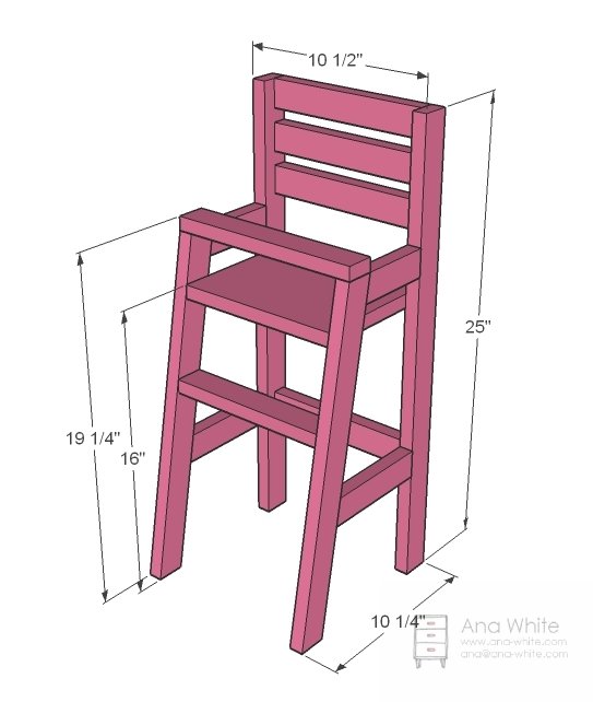 Doll High Chair dimension diagram 1