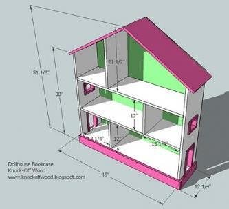 Dollhouse Bookcase dimension diagram 1