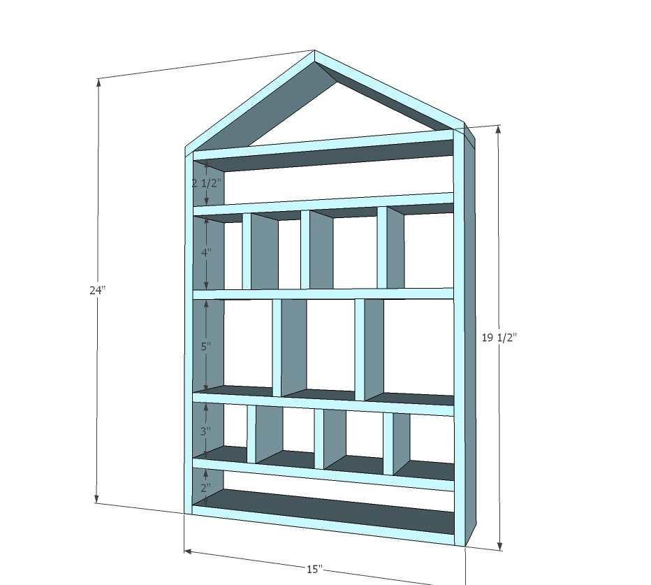 Dollhouse Wall Shelf dimension diagram 1