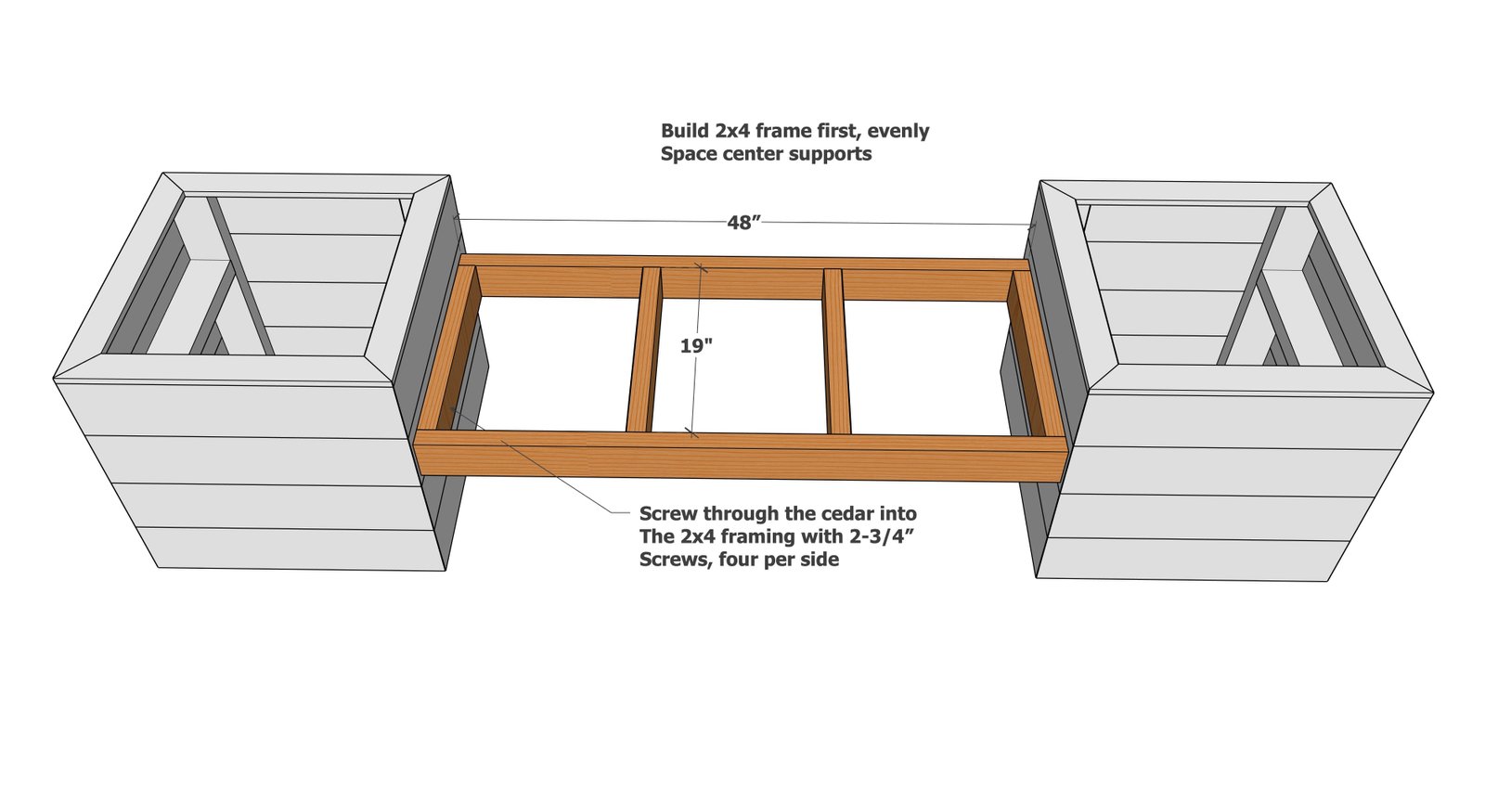 Double Cedar Planter Bench — step 5