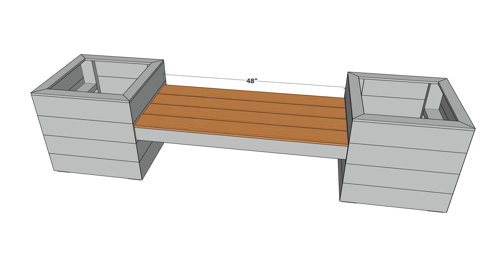 Double Cedar Planter Bench — step 6