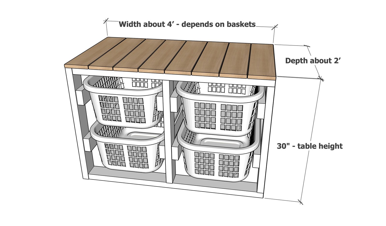 Double Laundry Basket Organizer dimension diagram 1