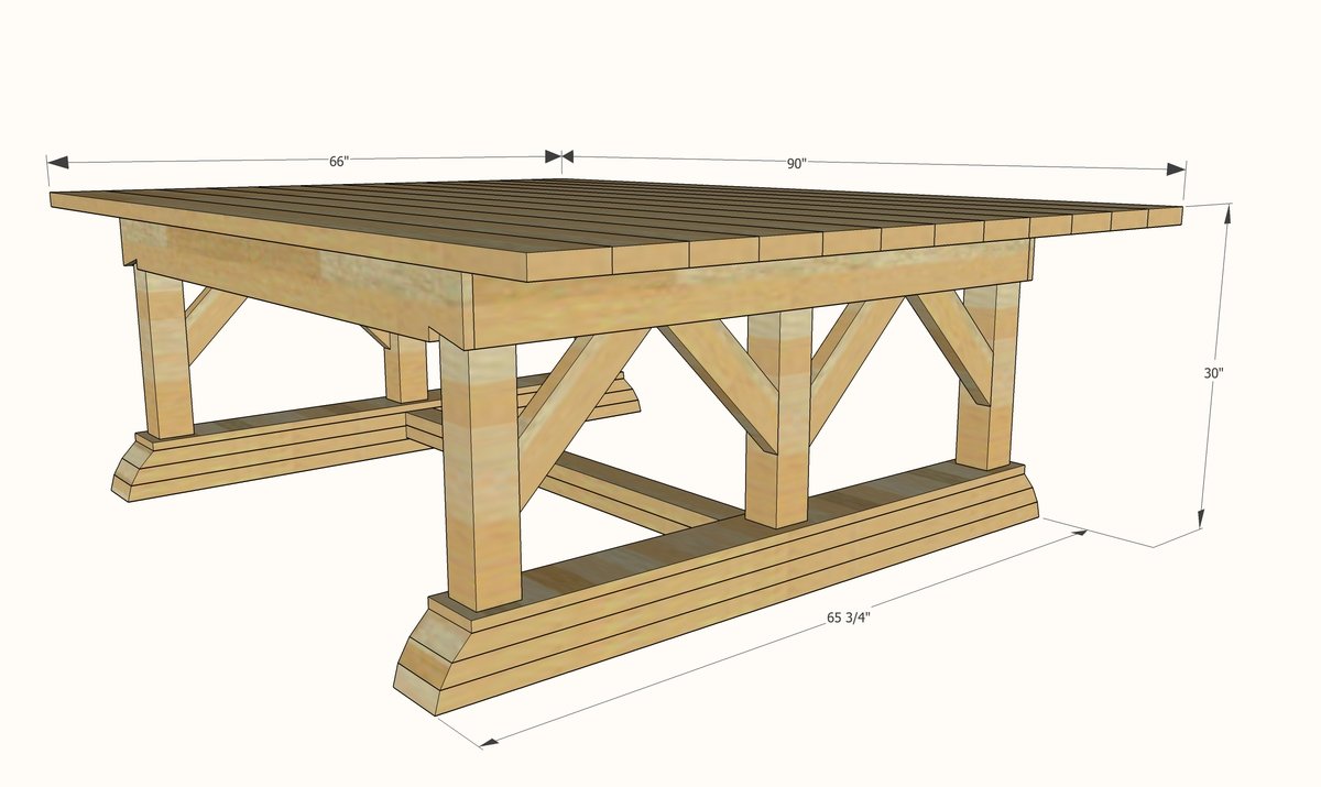 Double Wide Outdoor Table dimension diagram 1