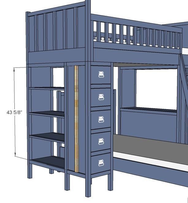 Dresser Bookshelf Support for Board and Batten Bunk System — step 11