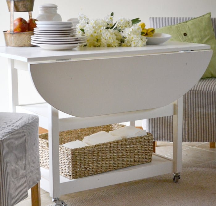 Drop Leaf Round Storage Table