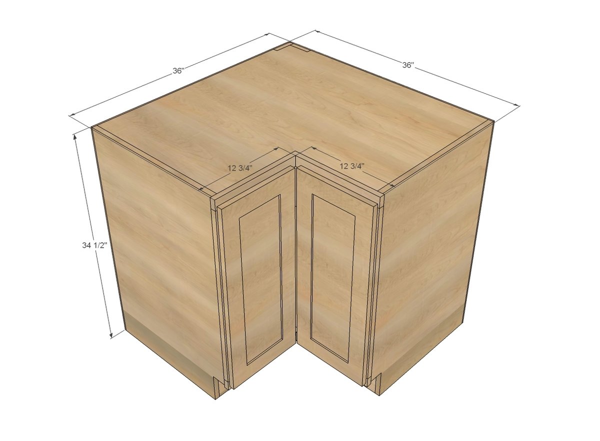 Easier 36" Corner Base Kitchen Cabinet dimension diagram 1