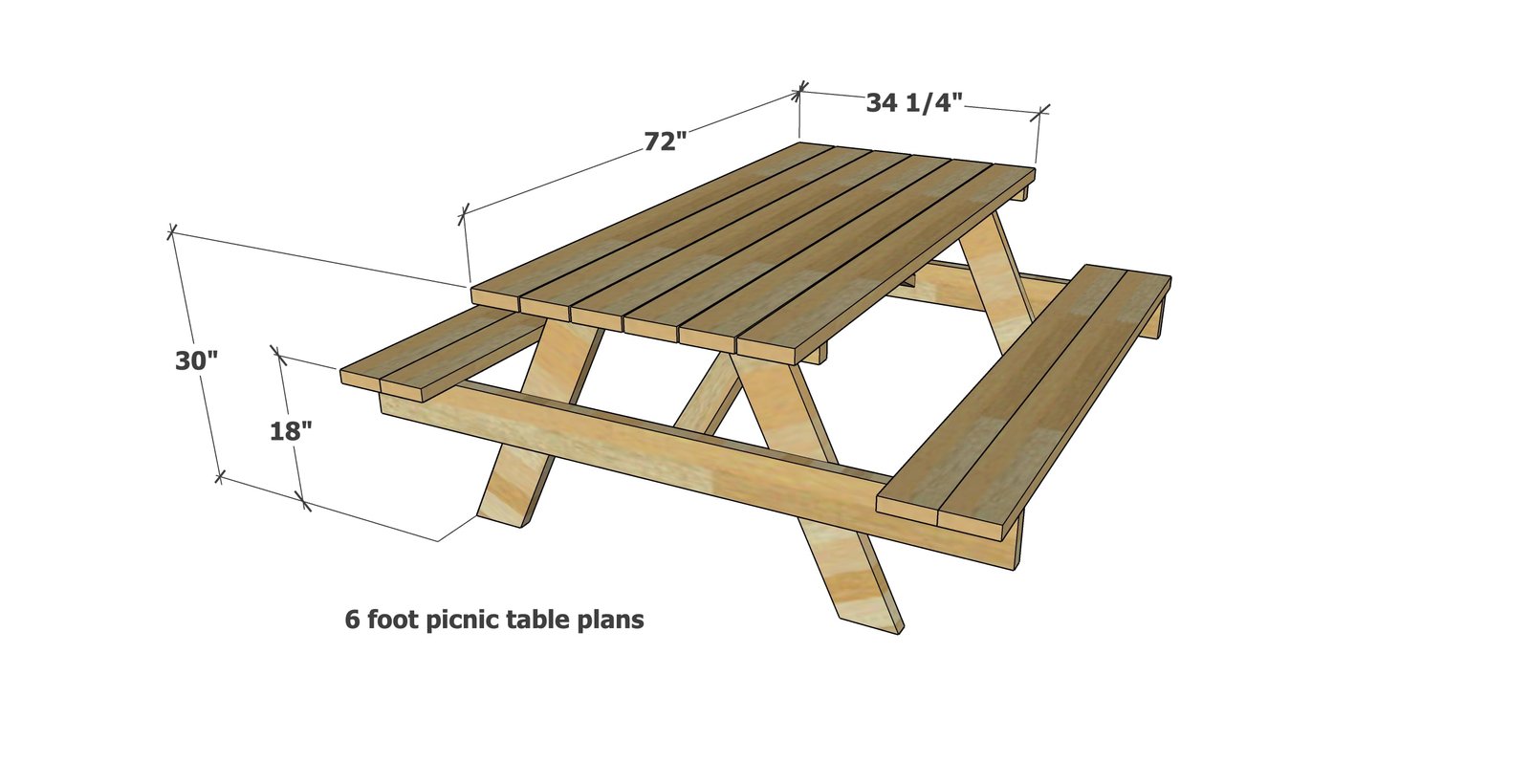 Easiest to Build Picnic Table Plans with Free PDF dimension diagram 1