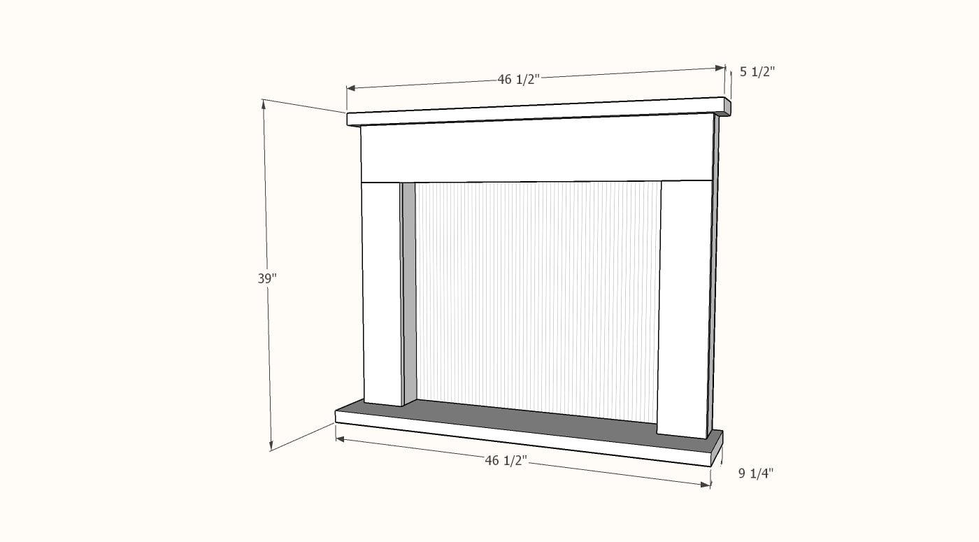 Easiest DIY Faux Mantle dimension diagram 1