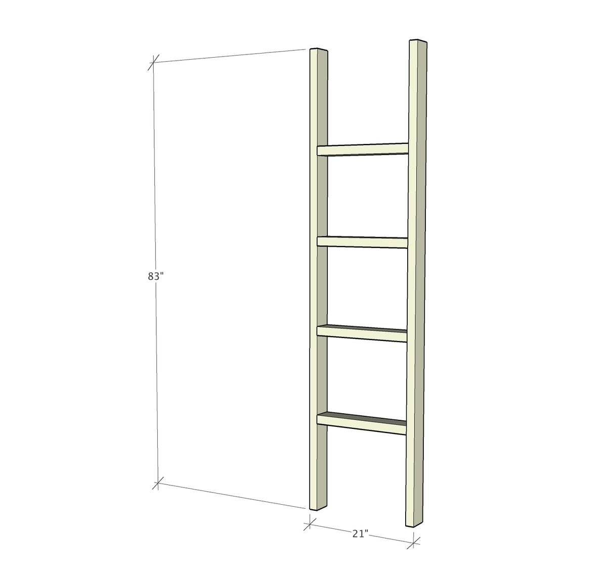 EASY Blanket Ladder from 2x4 Lumber! dimension diagram 1