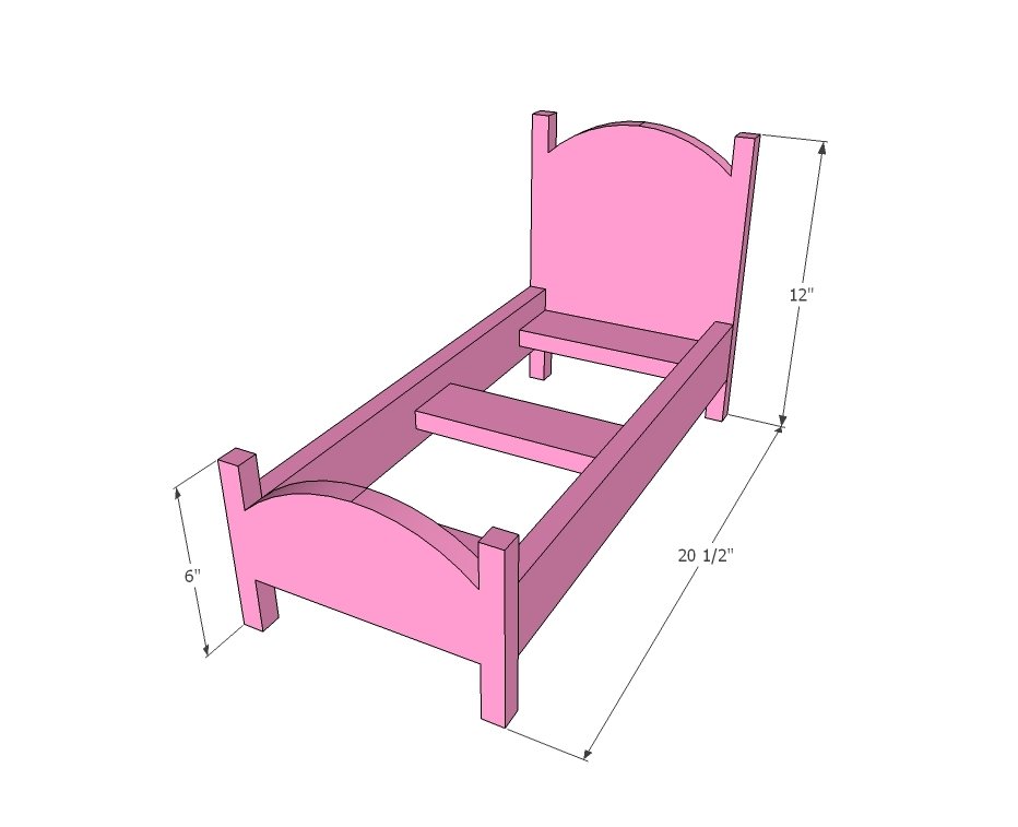 Easy Build American Girl Doll Bed dimension diagram 1
