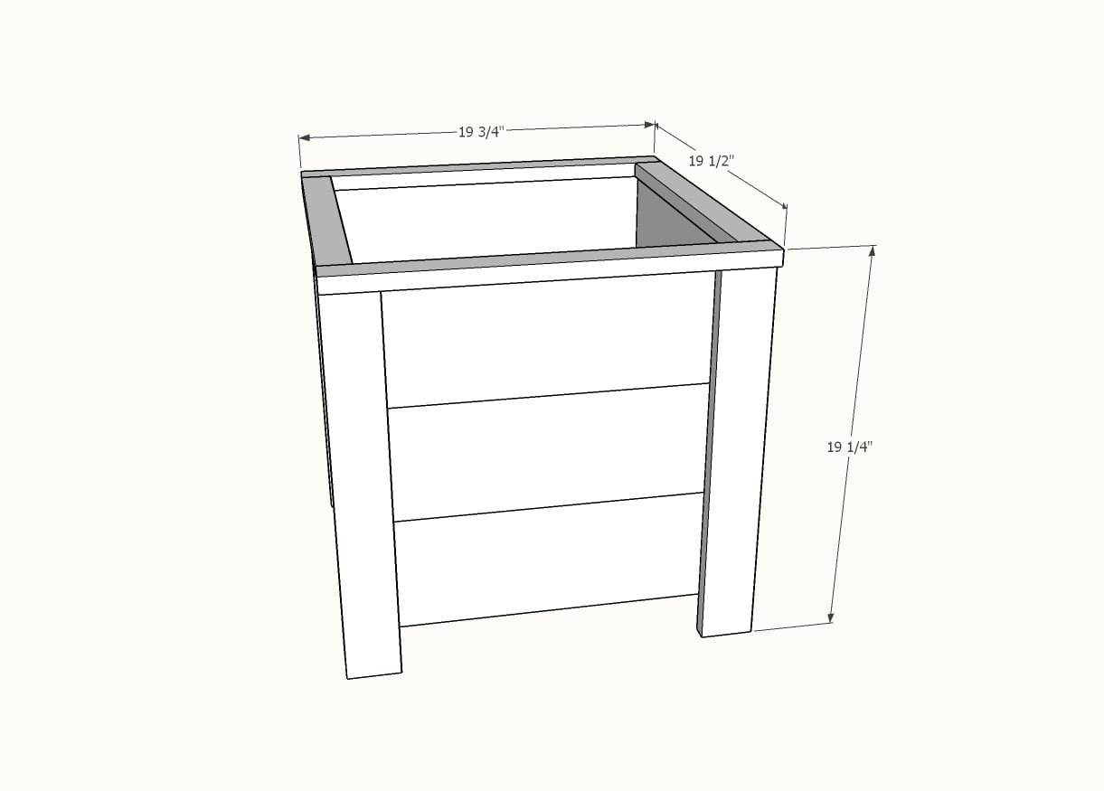 Easy Build DIY Planter Box with Cedar Fence Pickets dimension diagram 1