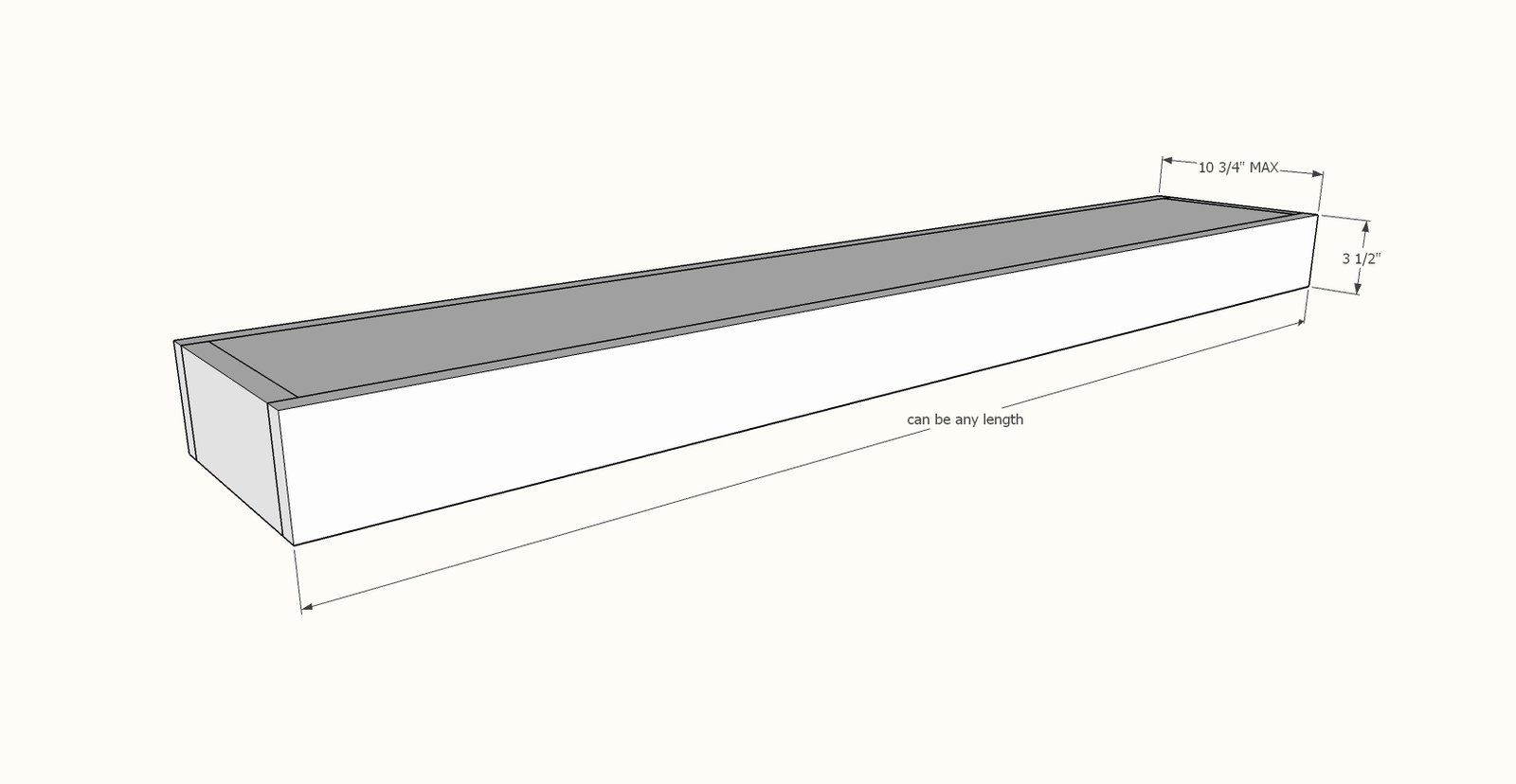 Easy to Build Floating Shelves dimension diagram 1