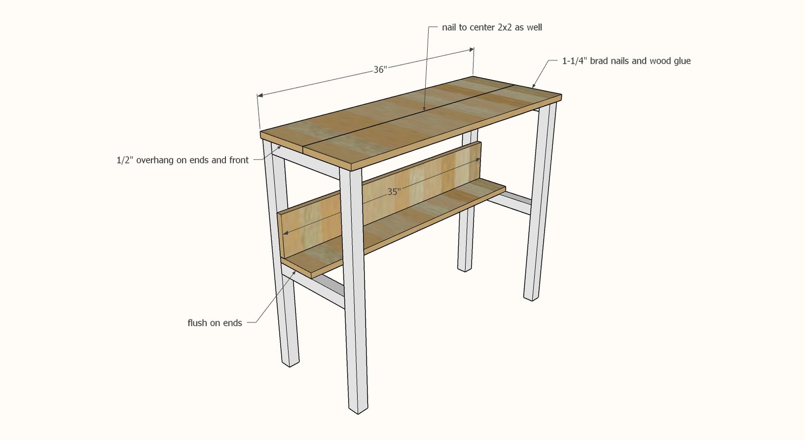 Easy to Build Small Modern Desk or Modern Keyboard Stand — step 3