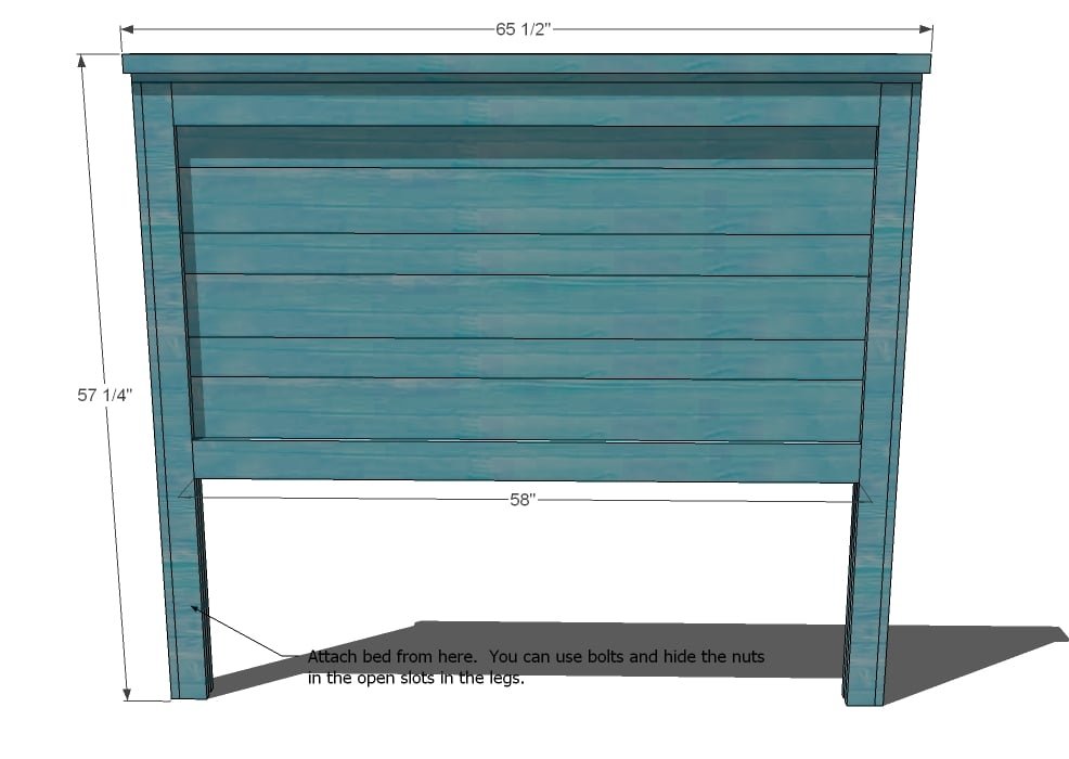 Easy Build Wood Headboard (All Mattress Sizes) dimension diagram 1