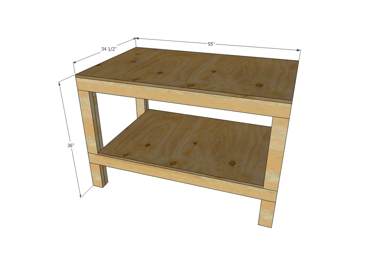 Easy DIY Garage Workshop Workbench dimension diagram 1