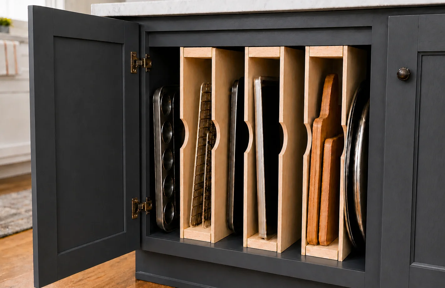 Easy DIY Kitchen Cabinet Tray Dividers