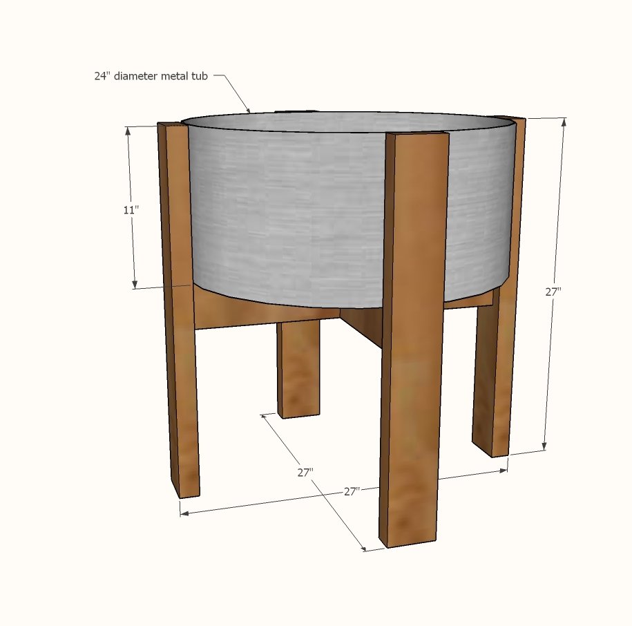 Easy DIY Plant Stand or Beverage Bucket Stand dimension diagram 1