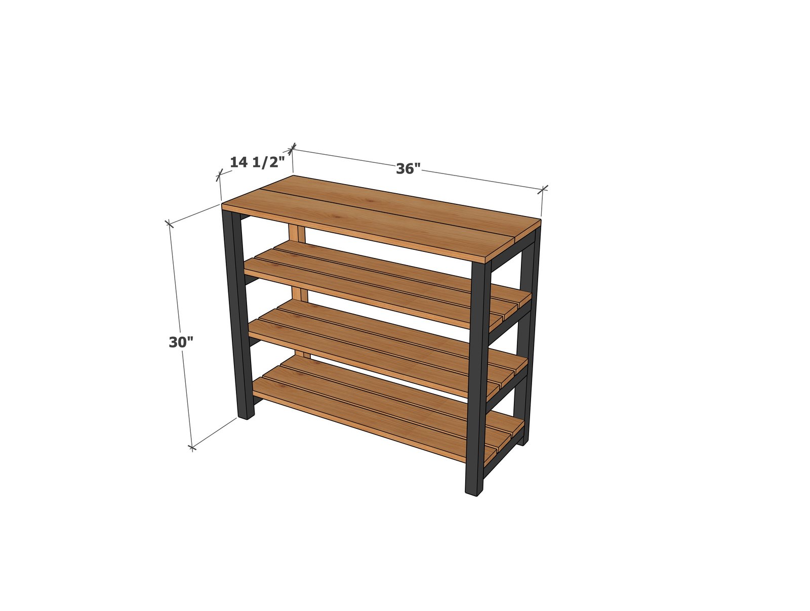 Easy DIY Shoe Storage Console Table dimension diagram 1