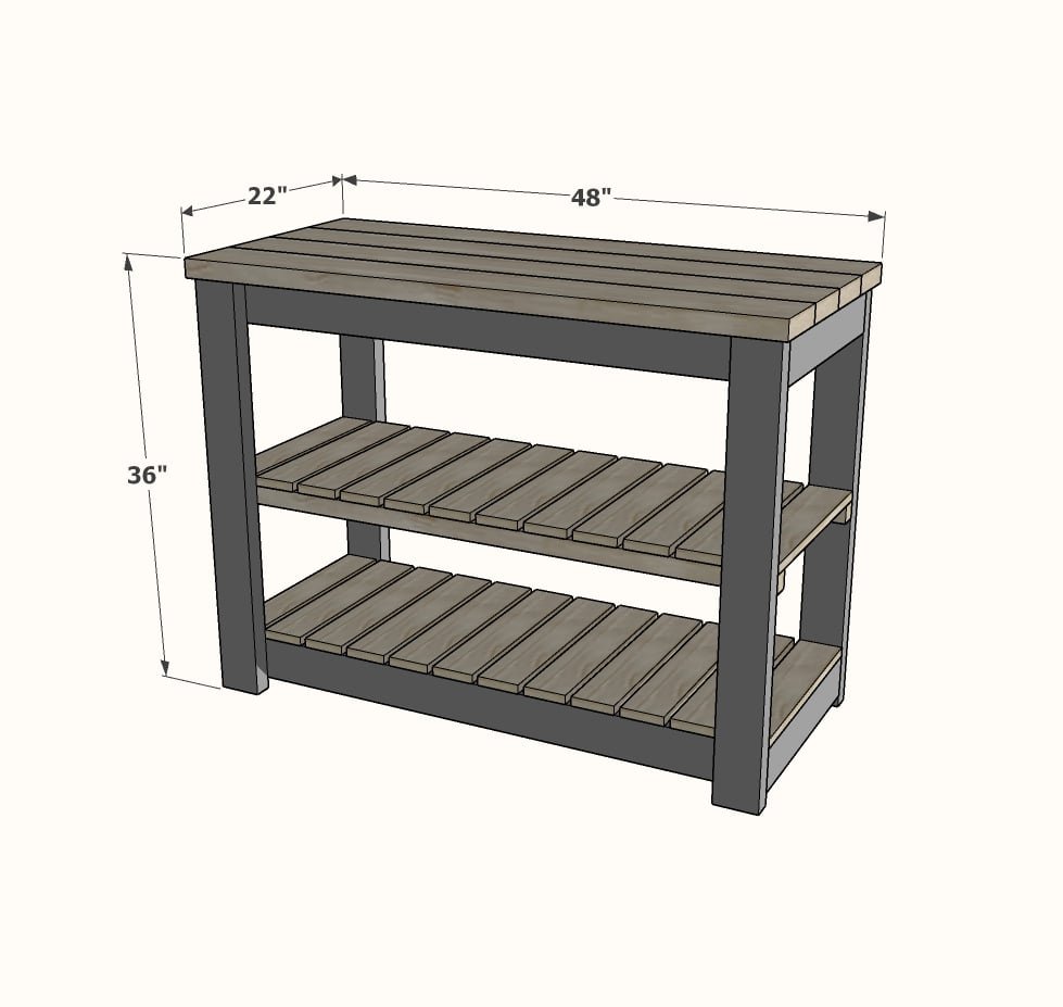 Easy Kitchen Island dimension diagram 1