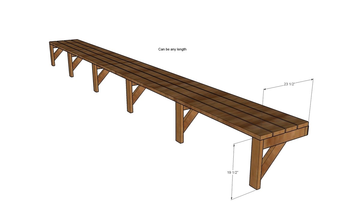 Easy Mudroom Benches or Locker Room Benches dimension diagram 1