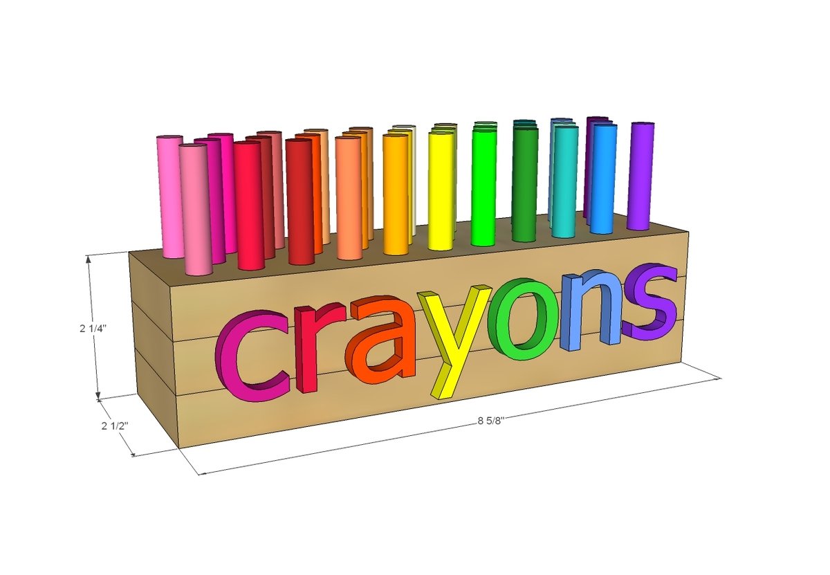 Easy Scrap Wood Crayon or Pencil Block Holder dimension diagram 1