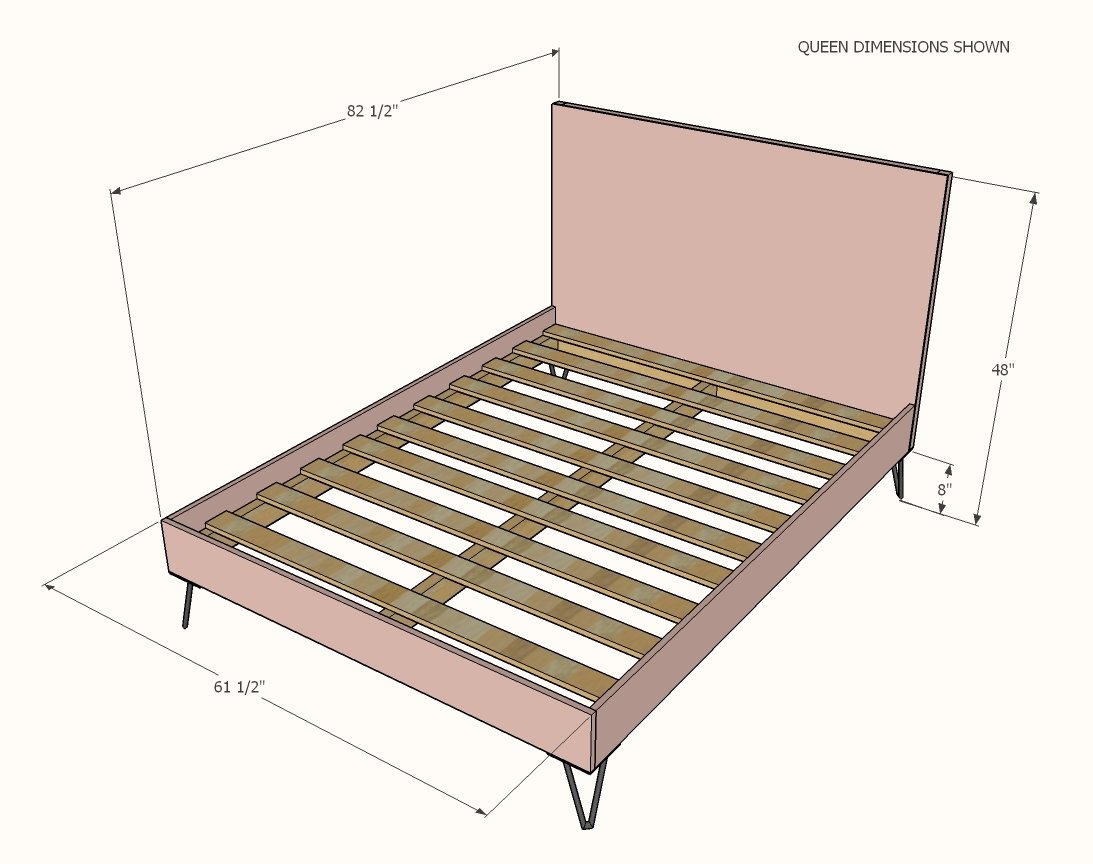 Easy Upholstered Bed dimension diagram 1