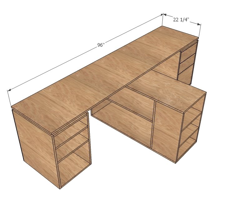 Eco Modular Office Desktop made with PureBond Plywood dimension diagram 1